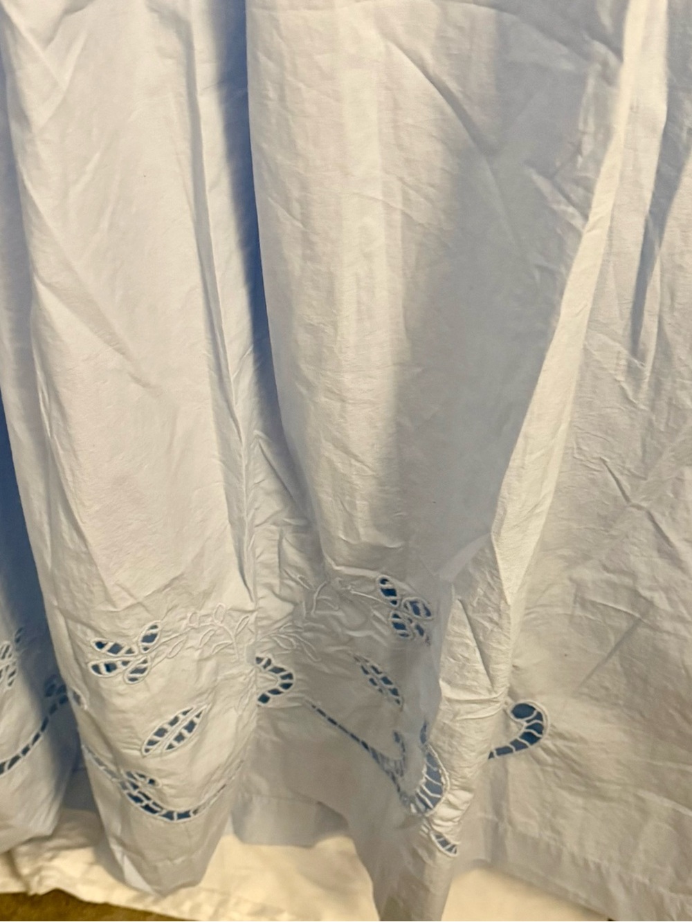 Free Assembly Light Blue Eyelet Midi Dress - Tie Spaghetti Straps With Pockets - Picture 3 of 10